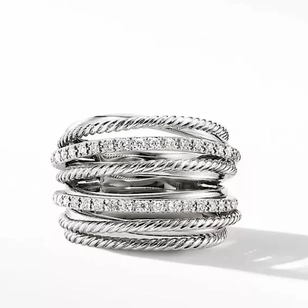New 925 Sterling Silver Diamond Halo Ring - Picture 2 of 5